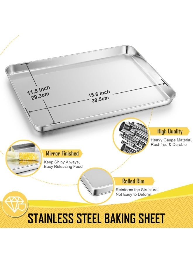 Joyfair 16 Inch Baking Pan with Rack Set, Stainless Steel Oven Sheet Pan Tray with Cooling Rack, For Cookies, Bacons, Meat, Non-toxic & Heavy Duty, Rust-free & Dishwasher Safe - 1 Pan & 1 Rack - Image 2